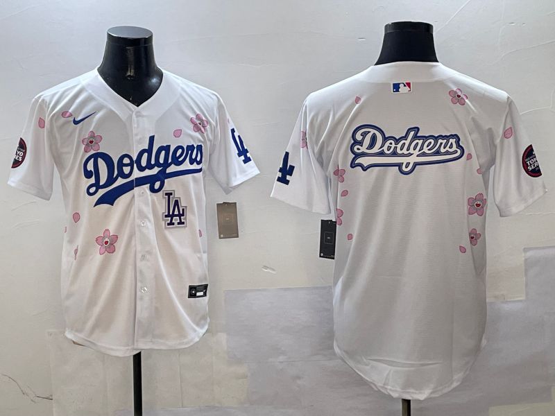 Men Los Angeles Dodgers Blank White Sakura Edition 2025 Nike MLB Jersey style 18